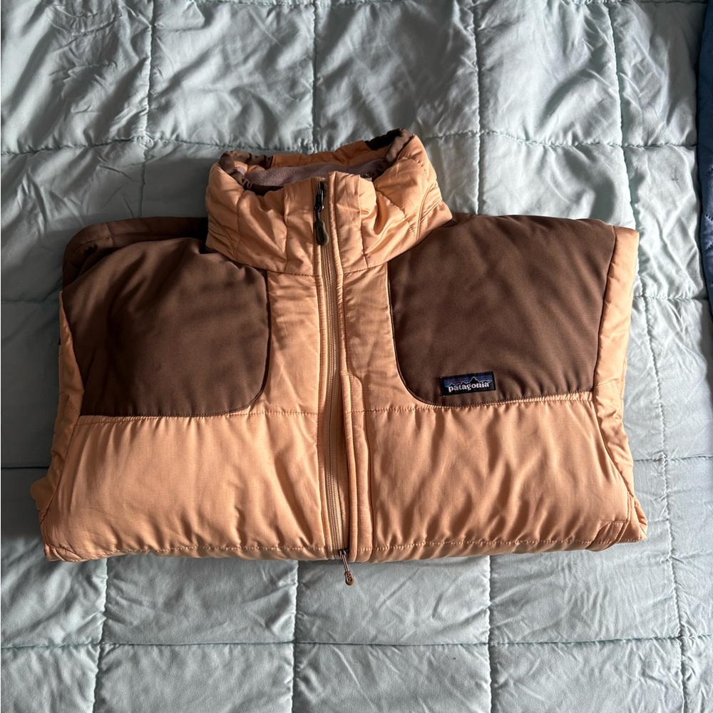Vintage Patagonia Men's Puffer Jacket in Tan and Brown
